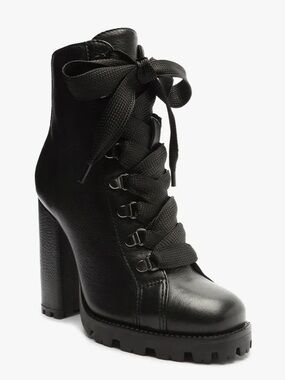 SCHUTZ Zara Black Lace-Up Chunky Heel Ankle Boots